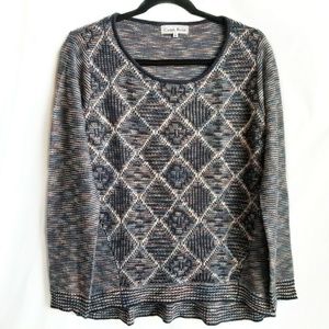 CAROL ROSE light knit sweater blue pink white GUC